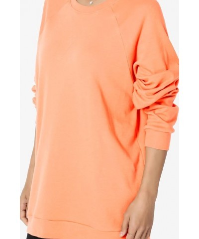 Cotton Raglan Long Sleeve Crew Neck Loose Fit Comfy Pullover Top Neon Coral Pullover $16.52 Hoodies & Sweatshirts