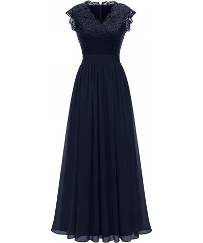 Women's V Neck Sleeveless Lace Bridesmaid Dress Wedding Party Gown V Neck- Navy $31.46 Dresses