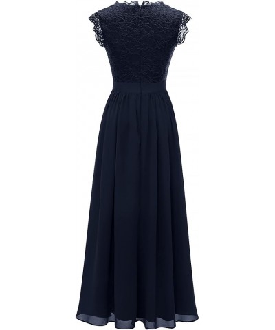 Women's V Neck Sleeveless Lace Bridesmaid Dress Wedding Party Gown V Neck- Navy $31.46 Dresses