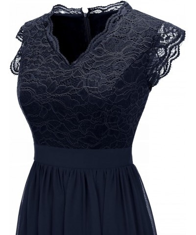 Women's V Neck Sleeveless Lace Bridesmaid Dress Wedding Party Gown V Neck- Navy $31.46 Dresses