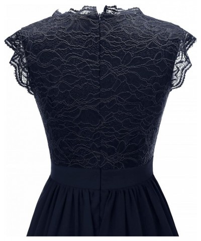 Women's V Neck Sleeveless Lace Bridesmaid Dress Wedding Party Gown V Neck- Navy $31.46 Dresses