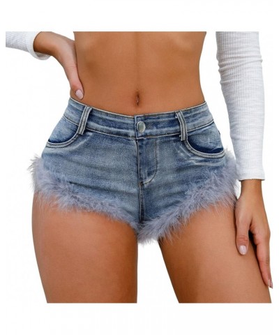 Women's Sexy High Waisted Stretch Mini Denim Shorts Irregular Ripped Jeans Hot Pants Beach Party Clubwear 9037 Blue $14.38 Sh...