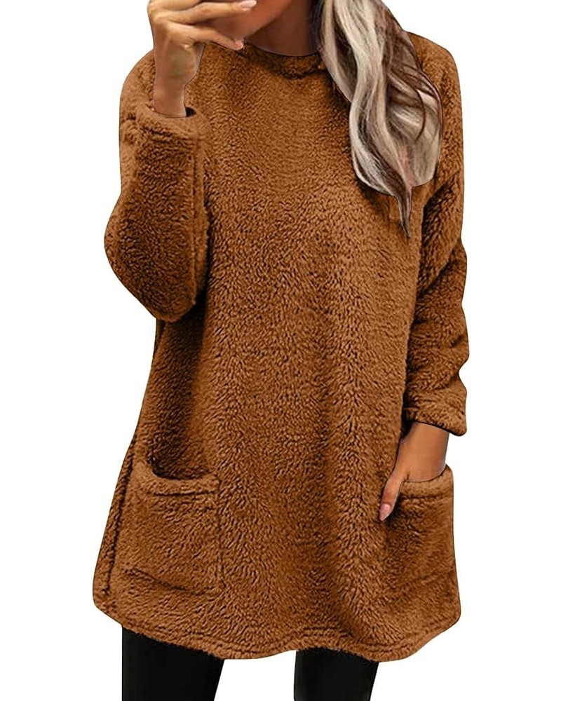 Sweatshirt for Womens Fashion Winter Warm Sweater Pullover Fleece Thickening Plus Size Fall Clothes Casual Loose Tops 05coffe...