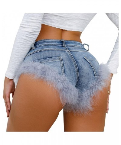 Women's Sexy High Waisted Stretch Mini Denim Shorts Irregular Ripped Jeans Hot Pants Beach Party Clubwear 9037 Blue $14.38 Sh...