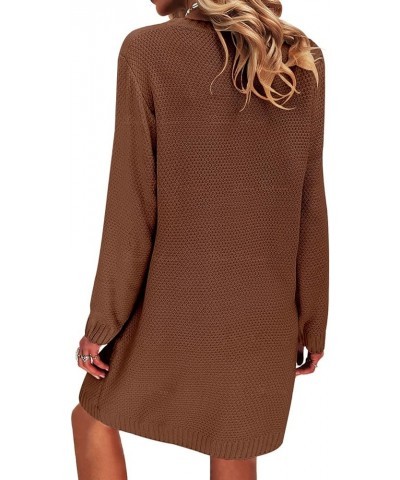 Sweater Dress for Women Long Sleeve Crewneck Cable Knit Sweaters Dresses Casual Loose Knit Pullover Dress Coffee $13.91 Sweaters