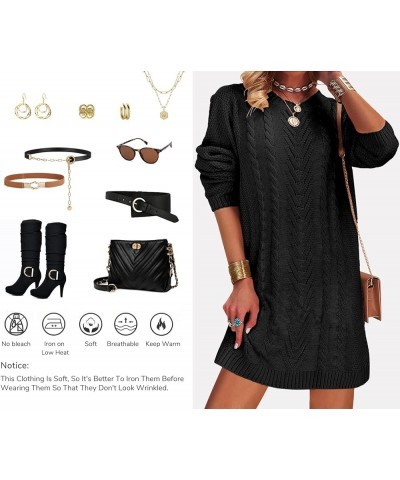 Sweater Dress for Women Long Sleeve Crewneck Cable Knit Sweaters Dresses Casual Loose Knit Pullover Dress Coffee $13.91 Sweaters