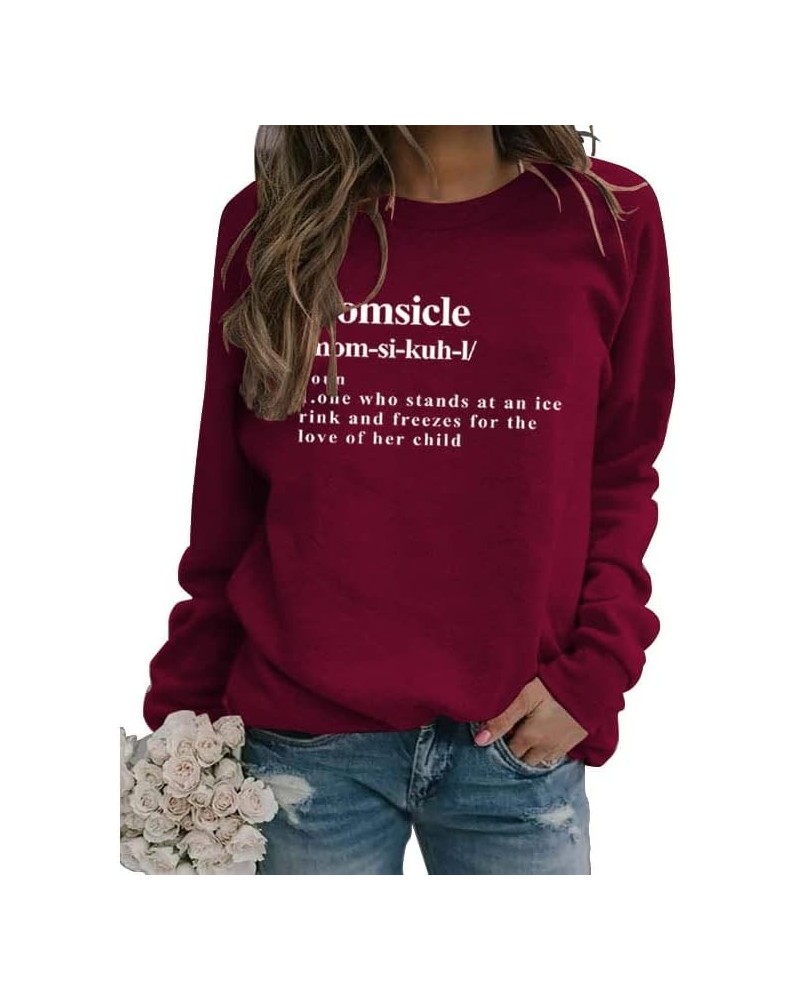 Sweatshirt for Women Momsicle Funny Letter Print Long Sleeve Crew Neck Hockey Graphic Tops Casual Mother Mom Shirts Pullovers...