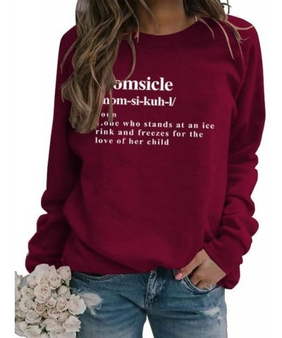 Sweatshirt for Women Momsicle Funny Letter Print Long Sleeve Crew Neck Hockey Graphic Tops Casual Mother Mom Shirts Pullovers...