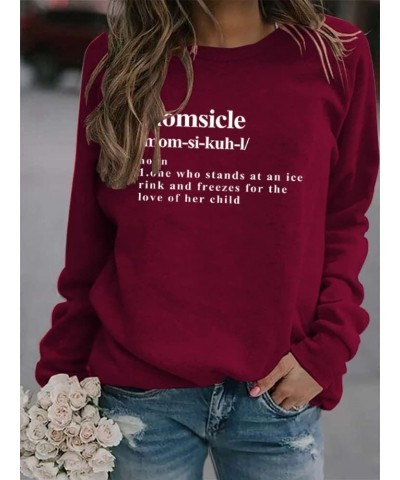 Sweatshirt for Women Momsicle Funny Letter Print Long Sleeve Crew Neck Hockey Graphic Tops Casual Mother Mom Shirts Pullovers...