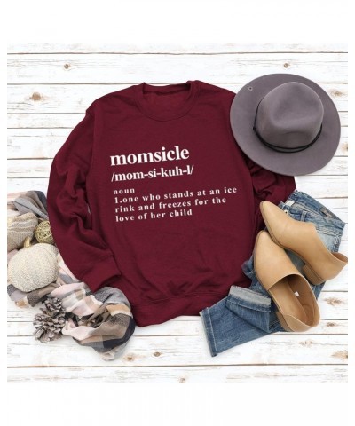 Sweatshirt for Women Momsicle Funny Letter Print Long Sleeve Crew Neck Hockey Graphic Tops Casual Mother Mom Shirts Pullovers...