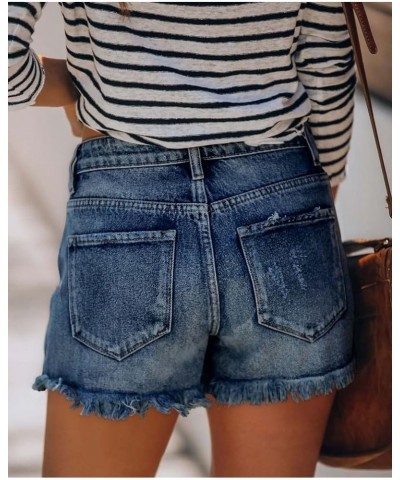 Women's Denim Shorts Mid Rise Ripped Jean Short 1 Navy $15.91 Shorts