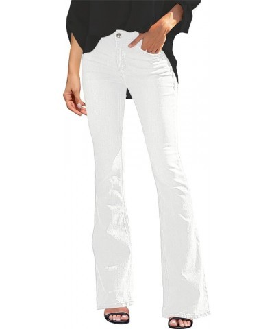 Women's Ripped Flare Bell Bottom Jeans Pants Retro Wide Leg Denim Pants B Brilliant White $23.50 Jeans