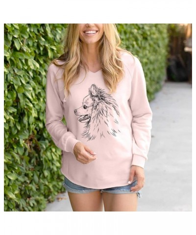 Pomeranian Profile - Women's Cali Wave Hooded Sweatshirt Blush $28.59 Hoodies & Sweatshirts