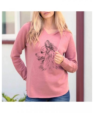 Pomeranian Profile - Women's Cali Wave Hooded Sweatshirt Blush $28.59 Hoodies & Sweatshirts