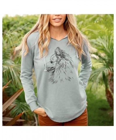 Pomeranian Profile - Women's Cali Wave Hooded Sweatshirt Blush $28.59 Hoodies & Sweatshirts