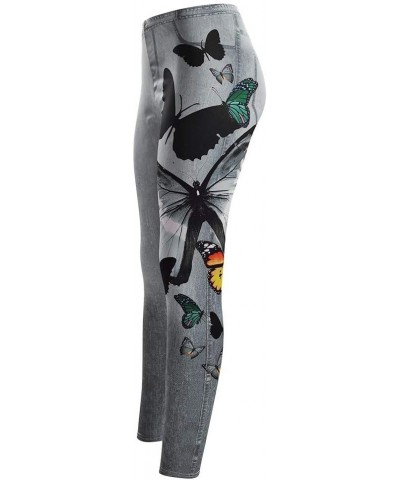 Women's Plus Size Imitation Cowboy Leggings Print Elasticity Slim Cropped Pants A-gray $6.59 Leggings