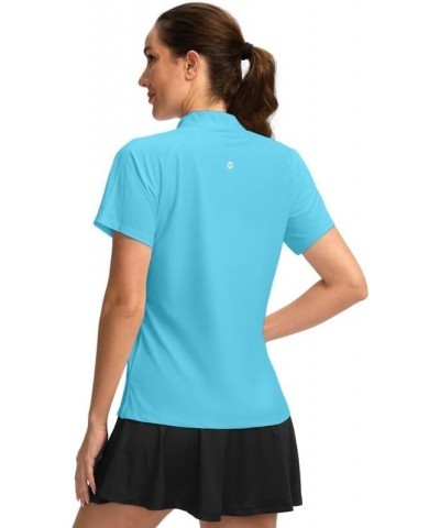 Women's Golf Shirt Short Sleeve Polo with Zip Up Quick Dry Sports Tennis Shirts for Women Golf Apparel Clothes Sky Blue $12.9...