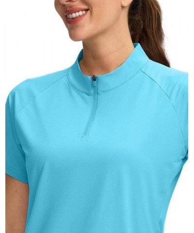 Women's Golf Shirt Short Sleeve Polo with Zip Up Quick Dry Sports Tennis Shirts for Women Golf Apparel Clothes Sky Blue $12.9...