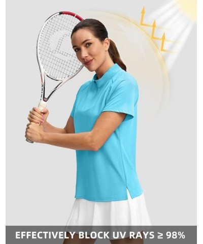 Women's Golf Shirt Short Sleeve Polo with Zip Up Quick Dry Sports Tennis Shirts for Women Golf Apparel Clothes Sky Blue $12.9...