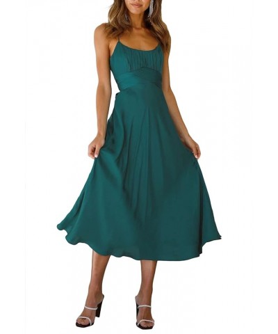 Women's Off Shoulder Midi Dress Summer A-Line Swing Casual Party Cocktail Dresses 02-dark Green $15.58 Dresses