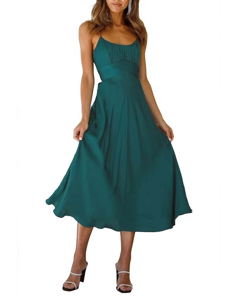 Women's Off Shoulder Midi Dress Summer A-Line Swing Casual Party Cocktail Dresses 02-dark Green $15.58 Dresses