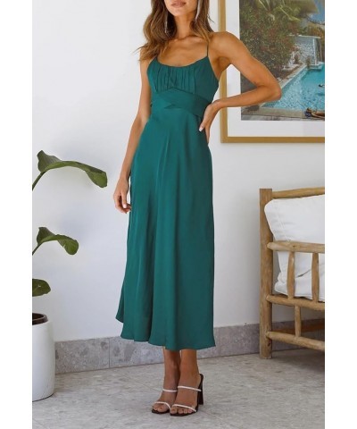 Women's Off Shoulder Midi Dress Summer A-Line Swing Casual Party Cocktail Dresses 02-dark Green $15.58 Dresses