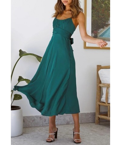 Women's Off Shoulder Midi Dress Summer A-Line Swing Casual Party Cocktail Dresses 02-dark Green $15.58 Dresses