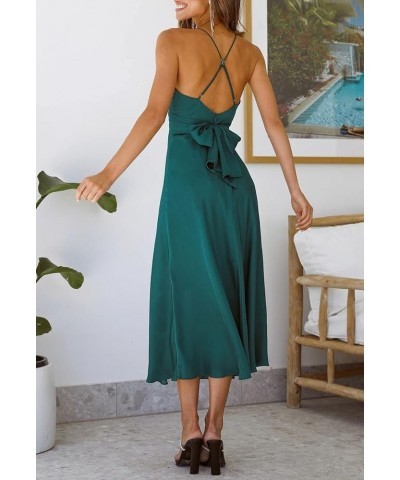 Women's Off Shoulder Midi Dress Summer A-Line Swing Casual Party Cocktail Dresses 02-dark Green $15.58 Dresses