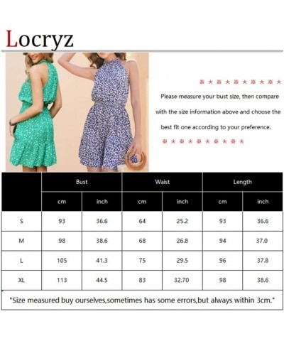 Summer Dress for Women Casual Floral Sun Dress Sleeveless Halter Neck Dress Swing Pleated Party Beach Dresses Chartreuse $18....