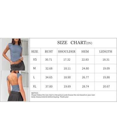 Womens Backless Top Short Sleeve Shirts Summer Tops Y2k Crop Tops for Women Trendy Going Out Tops S01 Dark Pink $10.59 Tops