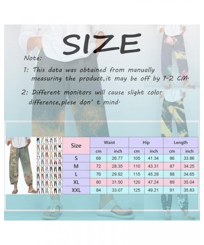 2023 Womens Cotton Linen Pants Fashion Retro Bohemian Beach Wide-Leg Trousers Summer Ladies Nine-Point Harem Pants Pink43 $8....