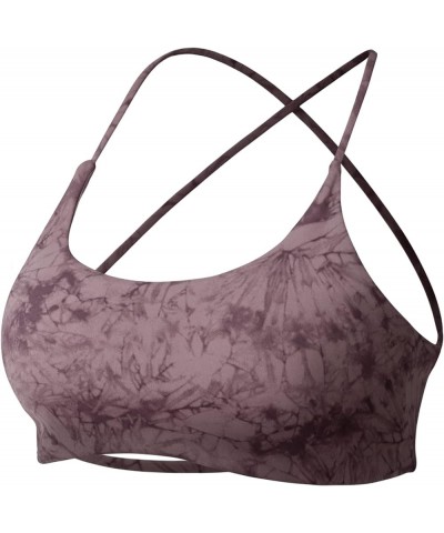 Pearl Women's Sports Bra Strappy Criss Cross Back Bra Backless Removable Padded Yoga Crop Top 1 Tie Dye Burgundy $18.87 Bras