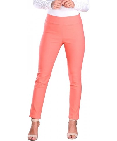 Womens Stretch Pull On Dress Pants Ankle Length Work Casual - Made in USA Peach $15.68 Pants