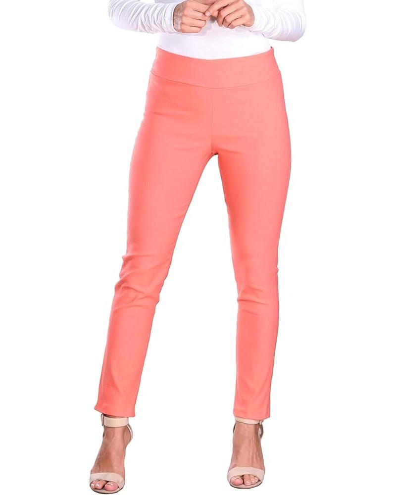 Womens Stretch Pull On Dress Pants Ankle Length Work Casual - Made in USA Peach $15.68 Pants