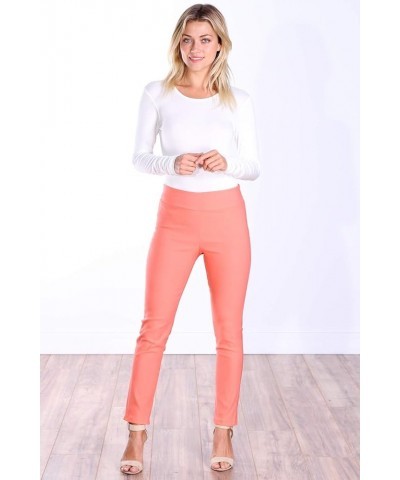 Womens Stretch Pull On Dress Pants Ankle Length Work Casual - Made in USA Peach $15.68 Pants