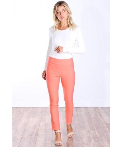 Womens Stretch Pull On Dress Pants Ankle Length Work Casual - Made in USA Peach $15.68 Pants