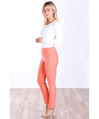 Womens Stretch Pull On Dress Pants Ankle Length Work Casual - Made in USA Peach $15.68 Pants