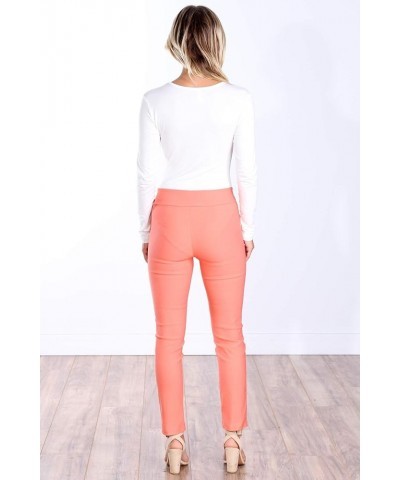 Womens Stretch Pull On Dress Pants Ankle Length Work Casual - Made in USA Peach $15.68 Pants