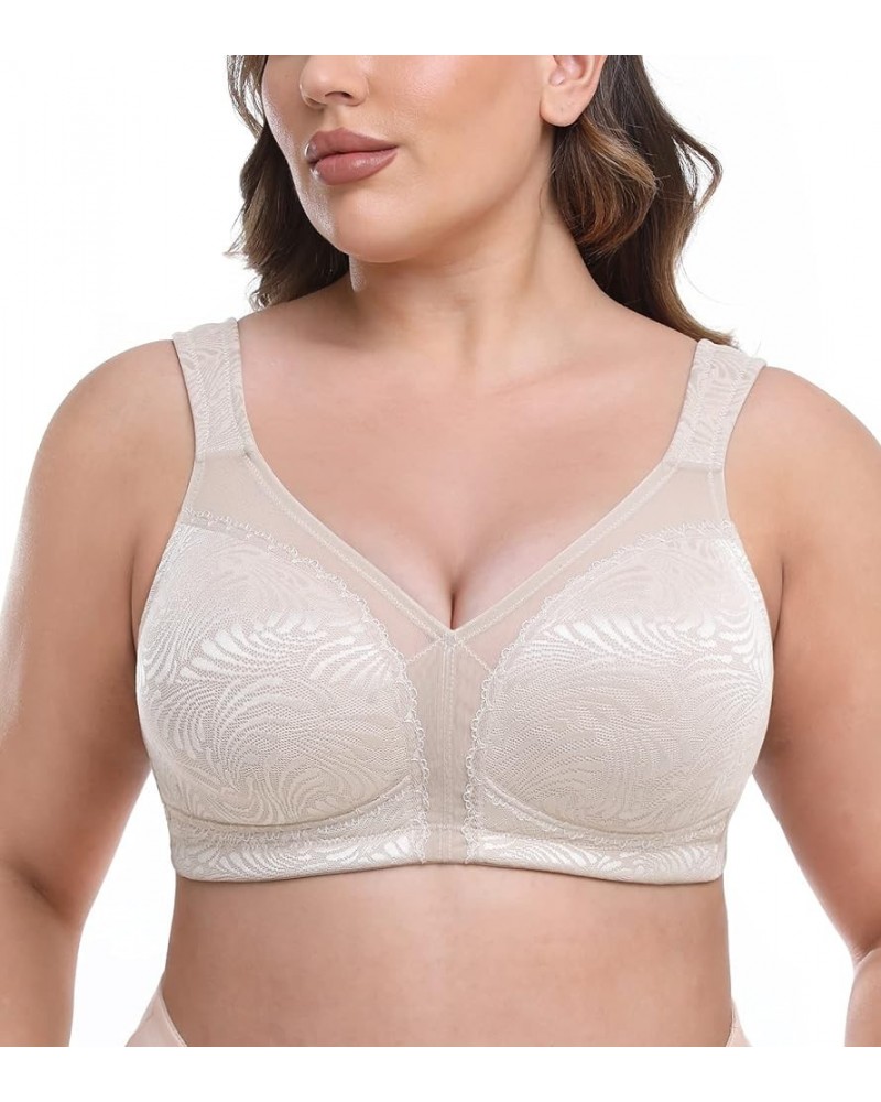 Women's Minimizer Bra Full Coverage Non Padded Wirefree Plus Size for Large Bust Support Seamless Floral Toffee $17.35 Bras