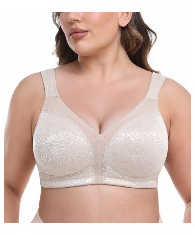 Women's Minimizer Bra Full Coverage Non Padded Wirefree Plus Size for Large Bust Support Seamless Floral Toffee $17.35 Bras