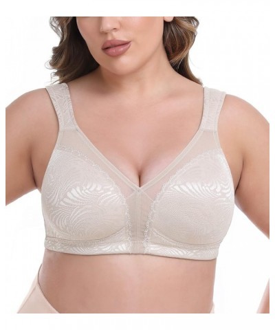 Women's Minimizer Bra Full Coverage Non Padded Wirefree Plus Size for Large Bust Support Seamless Floral Toffee $17.35 Bras