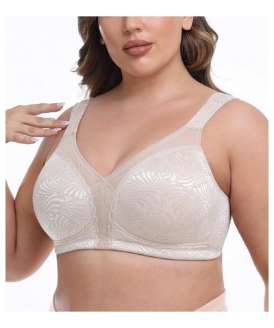 Women's Minimizer Bra Full Coverage Non Padded Wirefree Plus Size for Large Bust Support Seamless Floral Toffee $17.35 Bras