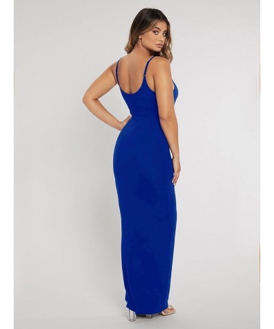 Women's Sleeveless Long Bodycon Maxi Tank Scoop Neck Casual Pencil Dress Cobalt Blue $12.74 Dresses