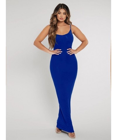 Women's Sleeveless Long Bodycon Maxi Tank Scoop Neck Casual Pencil Dress Cobalt Blue $12.74 Dresses