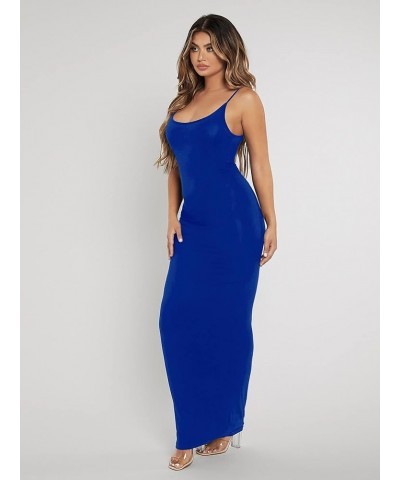 Women's Sleeveless Long Bodycon Maxi Tank Scoop Neck Casual Pencil Dress Cobalt Blue $12.74 Dresses