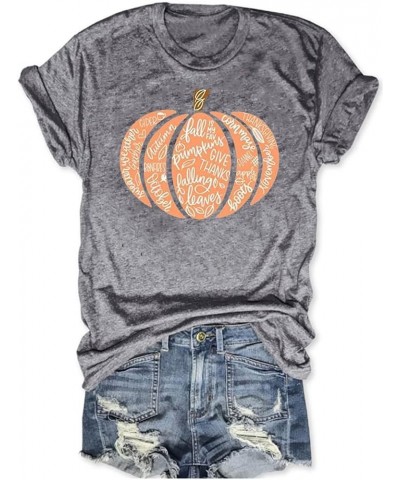 Womens Funny Leopard Pumpkin Printed Shirts Halloween Short Sleeve Graphic Tees Fall T-Shirts Tops 13 Grey $9.02 Others