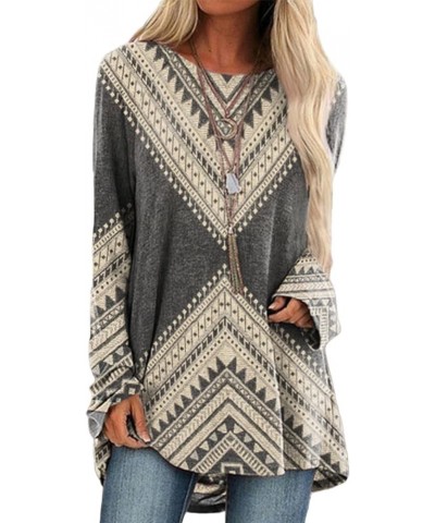 Womens Aztec Print Sweatshirt Casual Long Sleeve Crewneck Oversized Novelty Printed Western Style Pullover Women Aztec Print ...