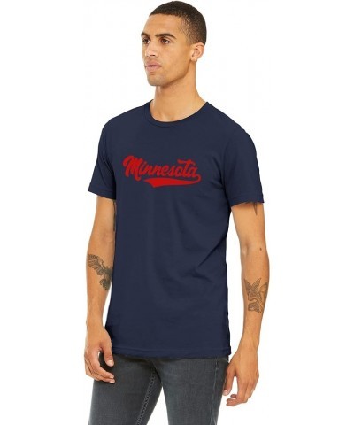 Adult Unisex Tshirt USA States Cities Script with Vertical on The Back Navy Shirt Red Minnesota $8.60 T-Shirts