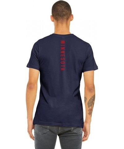 Adult Unisex Tshirt USA States Cities Script with Vertical on The Back Navy Shirt Red Minnesota $8.60 T-Shirts