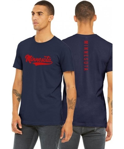 Adult Unisex Tshirt USA States Cities Script with Vertical on The Back Navy Shirt Red Minnesota $8.60 T-Shirts